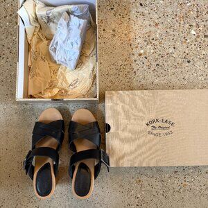 Kork-Ease Black Women's Block Heal Sandals